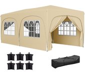Outsunny Carpa Plegable Gazabo 3x6 m con Paneles Laterales UPF50+ Cenador Pabellón de Jardín con Altura Ajustable y Bolsa de Transporte para Camping Fiestas Patio Terraza