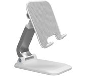Soporte de escritorio vertical ajustable, Manos libres, multimtifción, fácil de transportar, compatible con todos los teléfonos y tabletas (Blanco)