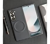 Carbon Fiber Pattern PU Leather For Magsafe Magnetic Case For Samsung Galaxy Z Fold 6 4 5 3 Fold6 Fold4 Fold5 Fold3 Back Cover