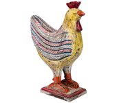 Gallo decorativo de madera envejecido amarillo 31x15x41