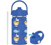 PORCHEDDU Botella Termo de Agua para Niños de Acero Inoxidable 350ml (20 Diseños) mantiene El Frio y el color- Térmica Reutilizable | Sin BPA | Keeps 24H Frio / 12H Caliente | Termo y Hermética - Doble Pantalla a Prueba de Fugas (TK350 1099 F6 D7)