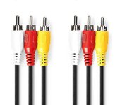 CABLEPELADO Cable 3 RCA Macho - 1 Conector de Video Compuesto y 2 de Audio Estéreo - Premium - 1.50 Metros, para Televisión