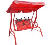 vidaXL Balancín de Niños Acero y Tela Oxford Mariquitas Columpio Infantil Color Rojo,  Verde,