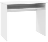 HOMCOM Escritorio de ordenador, diseño sobrio y compacto con 1 estante, tablero aglomerado, dim. 90W x 50D x 74H cm, lacado en blanco