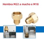 Brass 3/8" 1/4" M14 M18 M22 Thread Connector Male Female Adapter for High Pressure Washer Torch Transitional Joints Pipe Fitting