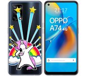 Tumundosmartphone Funda Gel Transparente para Oppo A74 4G diseño Unicornio Dibujos