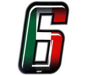 Pegatina Race Number para Motocicleta "6" Slim Tricolor 100 mm