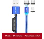 USLION 3 In 1 USB Magnetic Cable With Plugs Storage Case Type C Cable LED Mobile Phone Charging Data Charge Wire Micro USB Cord