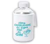 MERCHANDMANIA Bidón cristal con Funda soft shell frase graciosa hoy cambiamos el gyn por el gin tapon seguridad botella