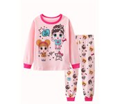 2 girls casual crew-neck animal print pajama sets