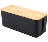 Cable Storage Box Wooden Power Line Storage Case Dustproof Charger Socket Organizer Wire Case Home Cable Winder Organizer