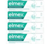 Elmex Pasta de Dientes Sensitive con Fluoruro de Amina | Pack 4 Uds x 75ml | 24 Horas de Protección | Fortalece los Dientes | Elimina la Placa y Limpia Suavemente