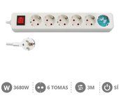 Gsc Evolution Regleta de Enchufes con Interruptor GSC - 3 a 6 Tomas + USB - Cable de 1.5 a 3 Metros - Potencia Máxima de 2500W a 3680W