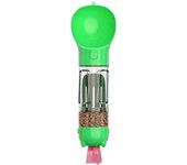 Botella de agua para pasear perros para viajes/perros grandes y pequeños/gatos/al aire libre - Senderismo (taza portátil verde 300 ml + caja para bolsa de caca + caja de comida para perros)