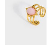 Encanto Anillos de piedra Natural turquesa hueca Bohemia para mujer, anillos abiertos ajustables de acero inoxidable, joyería de compromiso de doble capa