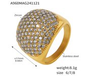 Encanto Un anillo de acero de titanio Gypsophila con circonita con incrustaciones a mano, joyería galvanizada de lujo de alta calidad 316L anillos de acero inoxidable para mujer Bling Cubic Zirconia turquesa mujeres anillos redondos