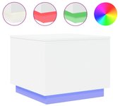 vidaXL Mesa de centro con luces LED 50x50x40 cm Blanco, Negro, Roble Sonoma Mesita de Salón o Comedor o Auxiliar Mesa de Café Meuble Salón