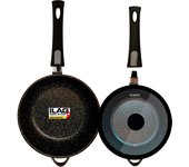 Briebe MGK19S Set 2 Sartenes Inducción Antiadherentes, Mango Extraíble, Hondas, 24/ 28 cm sin PFOA, Tapas, , Negro