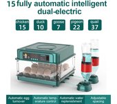 Incubadora de huevos de 9/15 con cajón, Mini incubadora de huevos con reposición automática de cama de agua iónica y control de temperatura