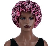 Women's Large Wide Edge Elastic Hat, Casual Silk Bonnet, Smooth Tint, Suitable for Curled, Straight, Leopard Print, Fashion, 1Pc