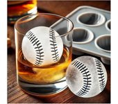 Molde para hielo con forma de béisbol, molde para hacer bolas de hielo, moldes divertidos con forma de béisbol, molde para enfriar whisky, cócteles, bourbon, brandy y otras bebidas.