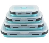 4PCS Foldable Silicone Lunch Box Portable Microwave Heated Lunch Box Square Silicone Preservation Box Kitchen Supplies