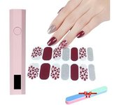 Pegatinas de uñas de gel con kit de luz ultravioleta, pegatinas de uñas de gel ultravioleta, kit de pegatinas de uñas de gel para bricolaje, tiras de uñas de gel semicuradas, fáciles de aplicar y quitar (07)