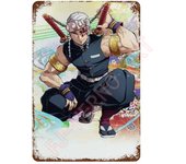Classic Pop Anime Demon Slayer Kyojuro Rengoku Art Poster Metal Tin Sign Plaque Wall Plates for Living Room Modern Home Decor