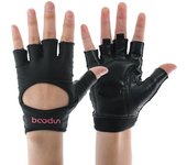 Guantes de levantamiento de pesas para mujer Boton, antideslizantes, para deportes de interior, yoga, con mancuernas y medio dedo.