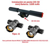 Electric Scooter LED Lamps Headlight USB Rechargeable Zoomable Bike Light for Xiaomi 1S M365 PRO2 Ninebot Skateboard Accessories