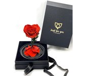 Rosa Bella y Bestia en Forma de Corazón - Rosa Eterna en Caja Regalo 28cm - Regalo de Amor con Tarjeta Dedicatoria - Rosa Elegante de SUPERMOLON