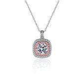 S925 Silver 1 Carat Moissanite Pink Square Bag Pendant Necklace for Women Light Luxury Fashion Must-Have Valentine's Day Gift