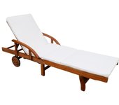 vidaXL Tumbona con cojín madera maciza de acacia Crema, Gris oscuro, Sillas de Exterior Ideal para jardín, playa, piscina, terraza Tumbona Piscina Tumbonas Playa Tumbonas Jardín Exterior