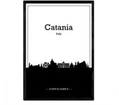 Nacnic Poster Con Mapa De Catania Italia. Láminas Con Skyline De Ciudades De Italia Con Sombra Negra.