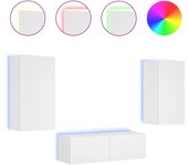 Mueble TV combinadoMuebles de TV de pared con luces LED 3 piezas blanco