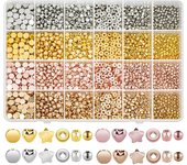 Juego de 2160 cuentas espaciadoras doradas, cuentas redondas surtidas de estrellas doradas para hacer pulseras y joyas