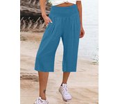 Women's Casual Pants Wide Leg Cropped Pants Cotton and Linen Waist Cover Comfortable Casual Thin Wide Leg Cropped Pants