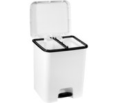 COM-FORT HOUSE  Cubo de Basura Pedal  Capacidad de 52 litros  Cubo Reciclaje con Separación  Color Blanco Cubo DUO