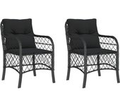 vidaXL Sillones de jardín con cojines 2 uds ratán sintético negro