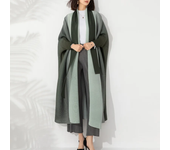 Miyake Gradient Pleated Trench Coat for Women Bat Sleeve Scarf Collar Long Windbreaker Female Fashion Clothing 2024 New Dresses