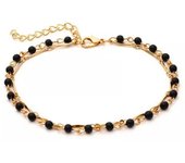 Stylish Black Round Beads Chain Anklets For Women Vintage Gold Silver Color Ankle Bracelet Boho Beach Jewelry Summer Accessories