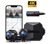 VANTRUE F1 4K + 1080P Dashcam Cámara de Motocicleta, 5GHz WiFi GPS Dash CAM Delantera y Trasera, IP67, 24 h. Detección de colisión, kilometraje, WDR y HDR y aplicación, Máximo 512G