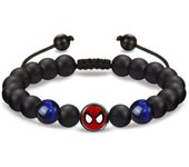 Pulsera de cuentas de Spiderman con ojo de tigre y obsidiana esmerilada para hombre.