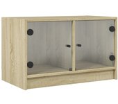 vidaXL Mueble de TV con puertas de vidrio 68x37x42 cm, Mueble de Salon, Mueble TV, Mueble TV salon, Mesa de TV, Mueble tele