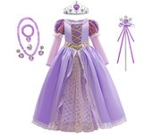 Girls Rapunzel Princess Dress Children Fancy Cosplay Tangled Costume Set Halloween Carnival Birthday Party Gown Outfit Clothes
