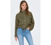 Only Kenya Life Chaqueta Cuello Alto Cargo Color Verde - Moderna, Ideal Para El Día A Día Y Fácil De Combinar