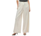 Pantalón Vila Etni wide crudo lino botón para mujer
