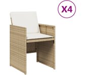 vidaXL Sillas de jardín con cojines 4 uds ratán sintético beige
