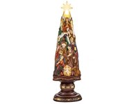 Misterio Nacimiento Navidad con Luz figura 40 cm. estrella base color madera Niño Jesús Virgen María