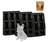 Molde para cubitos de hielo con forma de bulldog francés: bandeja de hielo 3D de silicona con forma de perro, moldes para paletas 3D de 6 cavidades, decoración original para amantes de los bulldogs (1 unidad)